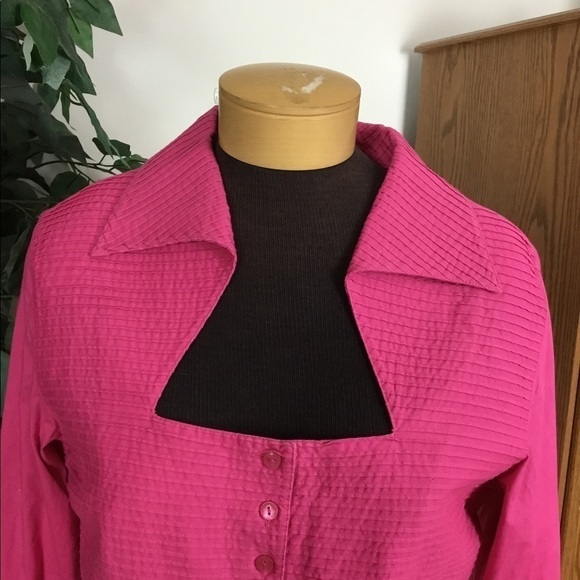 Ravel Large brighter pink cut out neckline long sleeve button down - Picture 10 of 14
